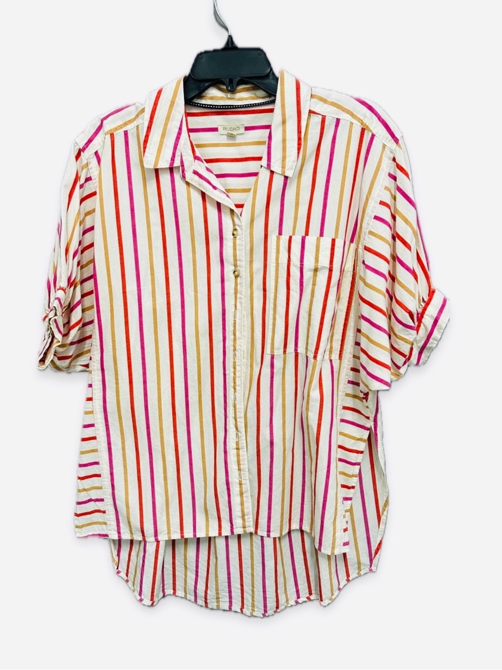 EUC ANTHROPOLOGIE PIlcro Brand Orange|Tan Painter Stripped Poplin Shirt - Picture 10 of 12